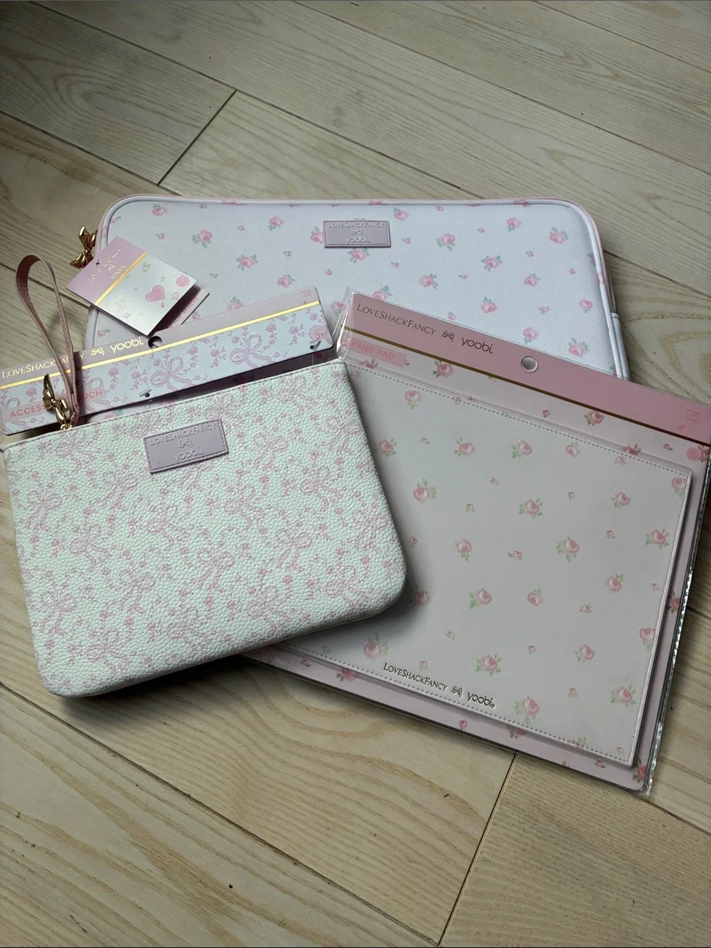 LoveShackFancy x Target Pink Floral Laptop Case, Pencil Case and Mouse Pad